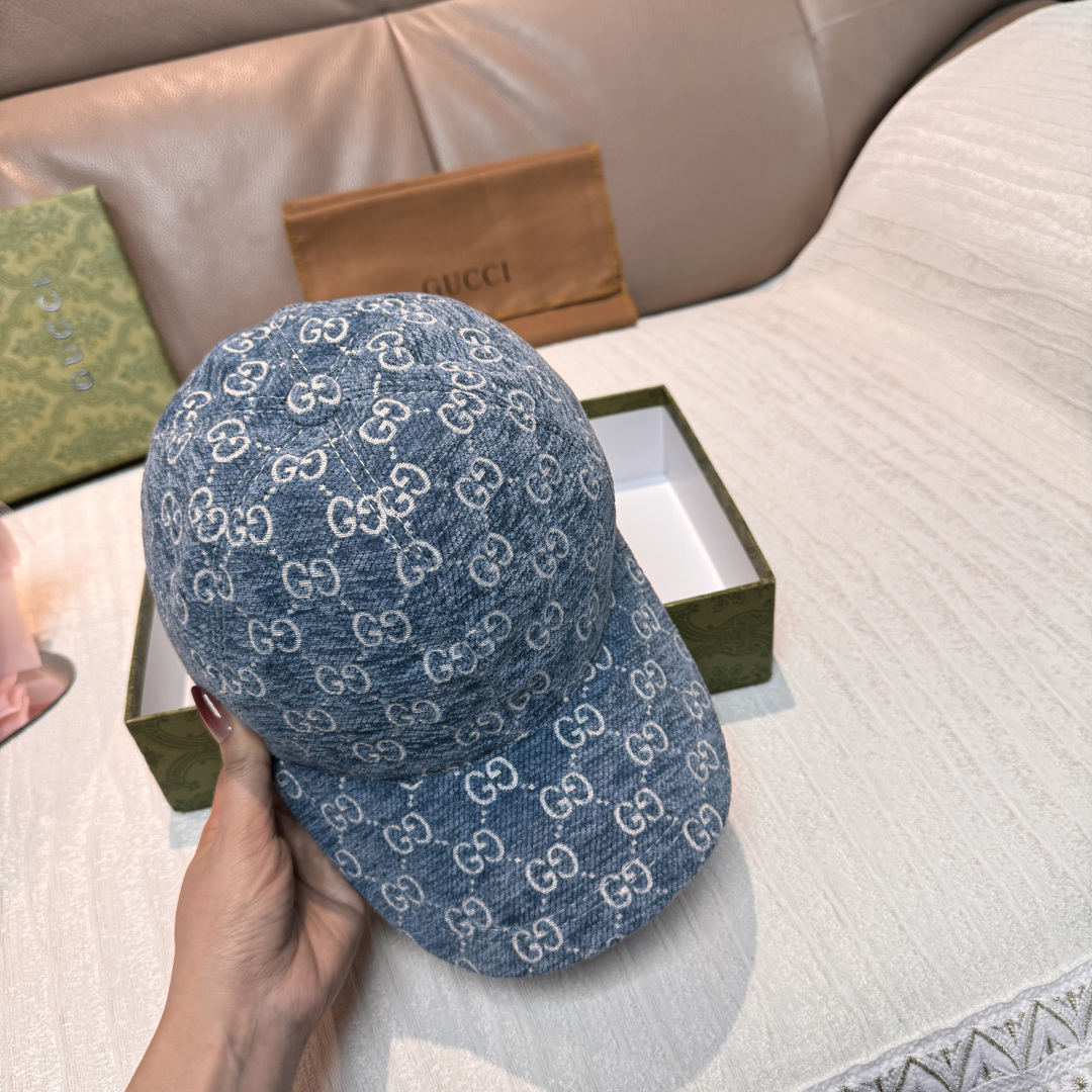 官网新款出货配包装布袋，Gucci古奇2025秋冬新款原单棒球帽， 尼绒双G提花，专柜1:1开模订制，完