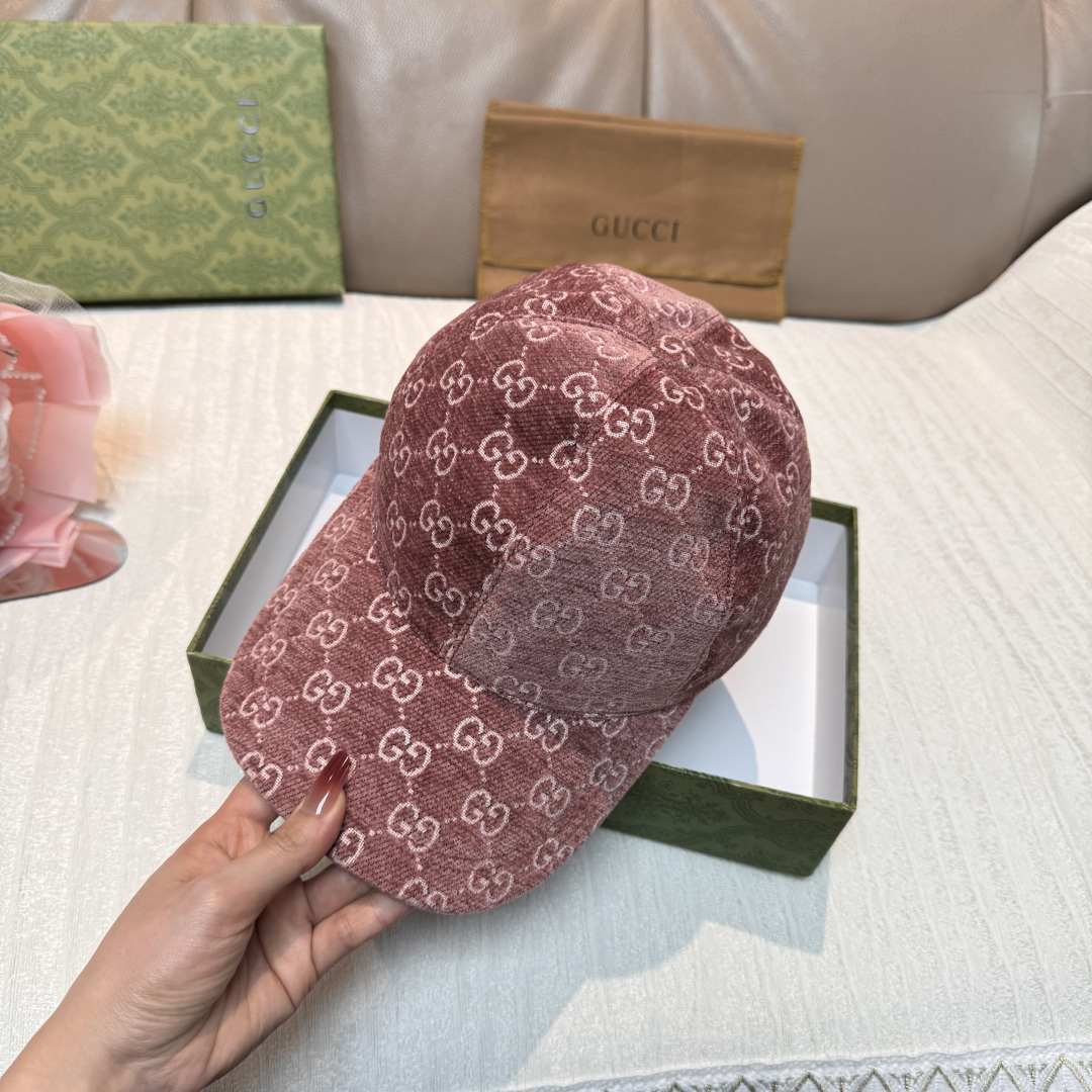 官网新款出货配包装布袋，Gucci古奇2025秋冬新款原单棒球帽， 尼绒双G提花，专柜1:1开模订制，完