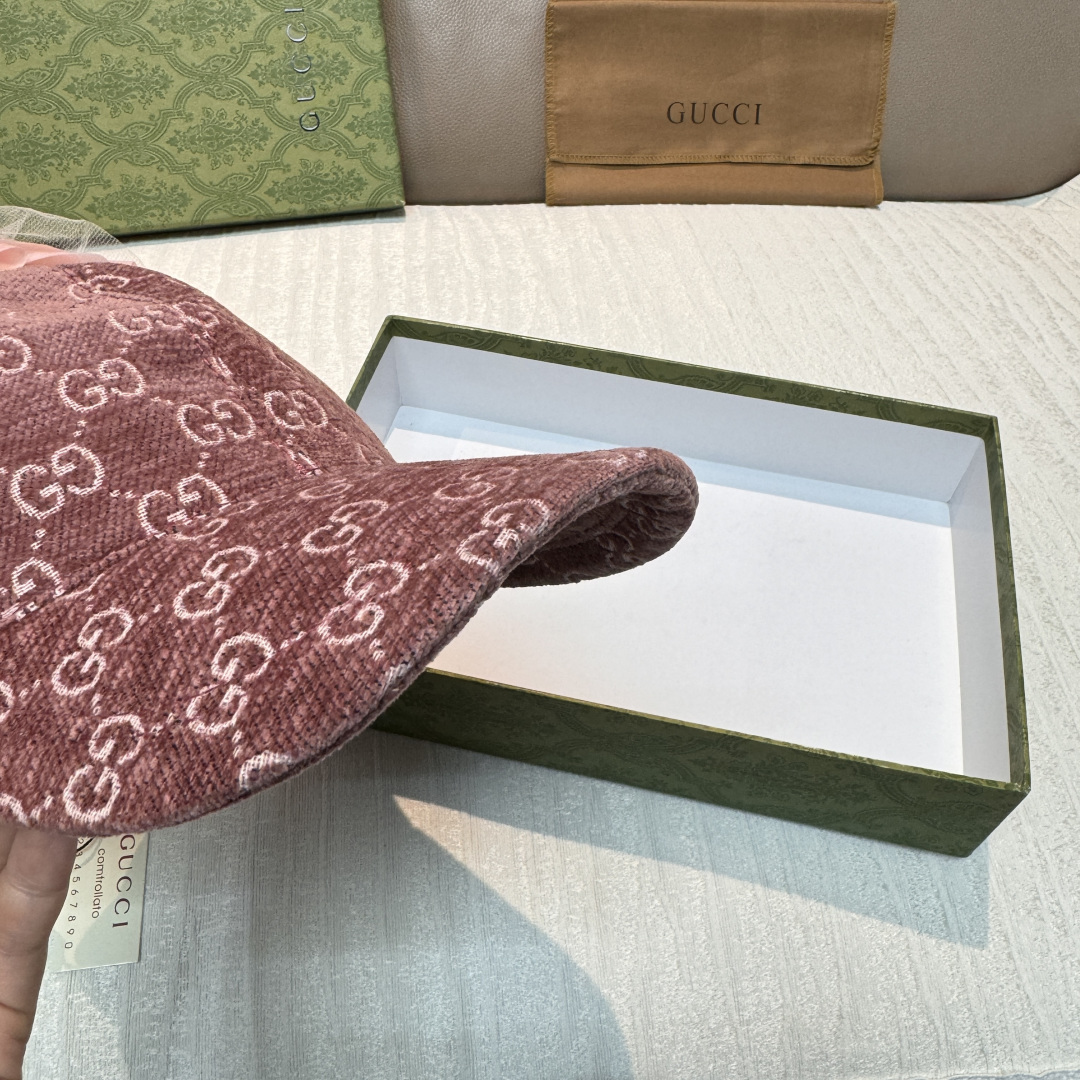 官网新款出货配包装布袋，Gucci古奇2025秋冬新款原单棒球帽， 尼绒双G提花，专柜1:1开模订制，完