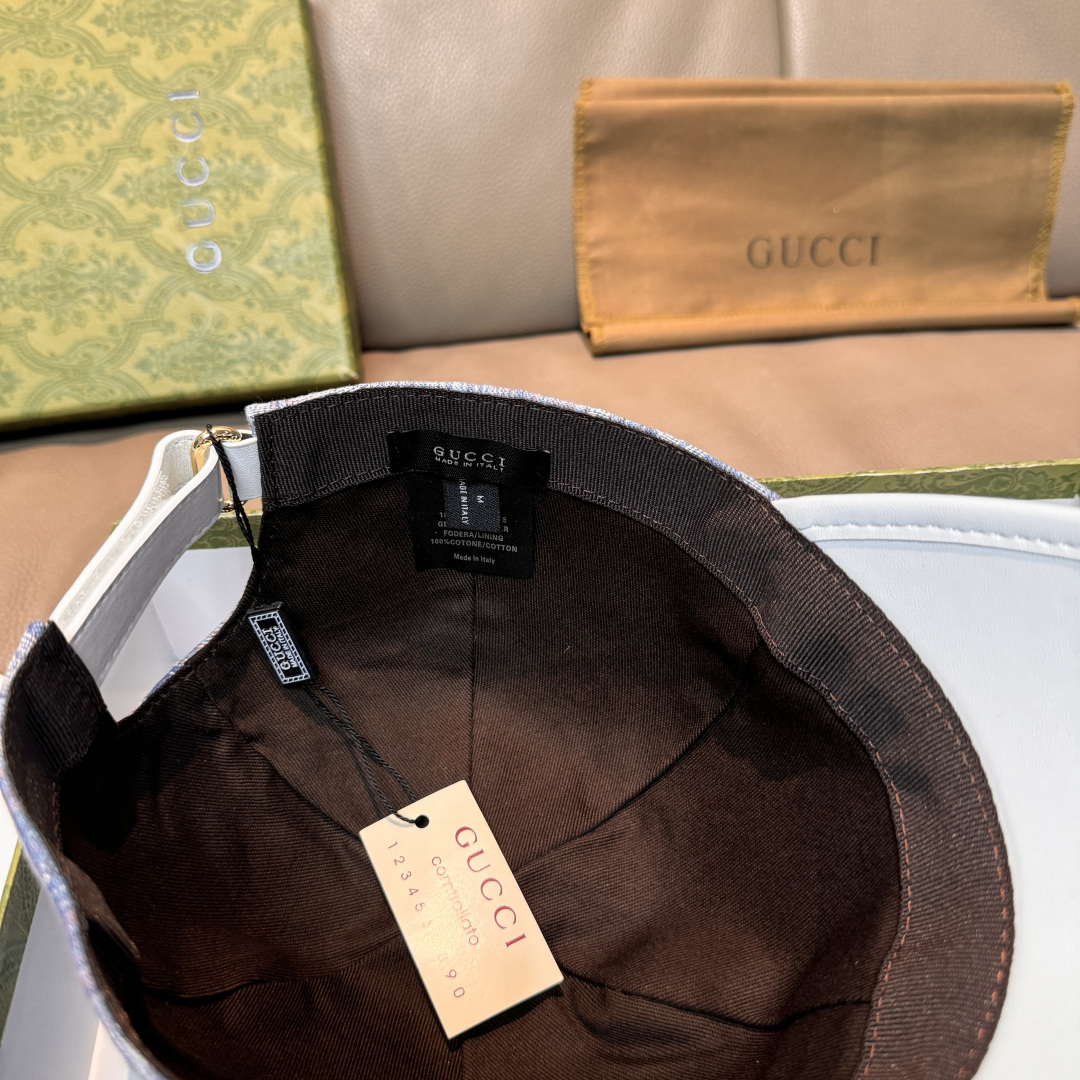 配盒子布袋，Gucci(古奇)新款原单棒球帽， 帆布拼皮，专柜热卖款，1:1开模订制，原版帆布料+头层牛