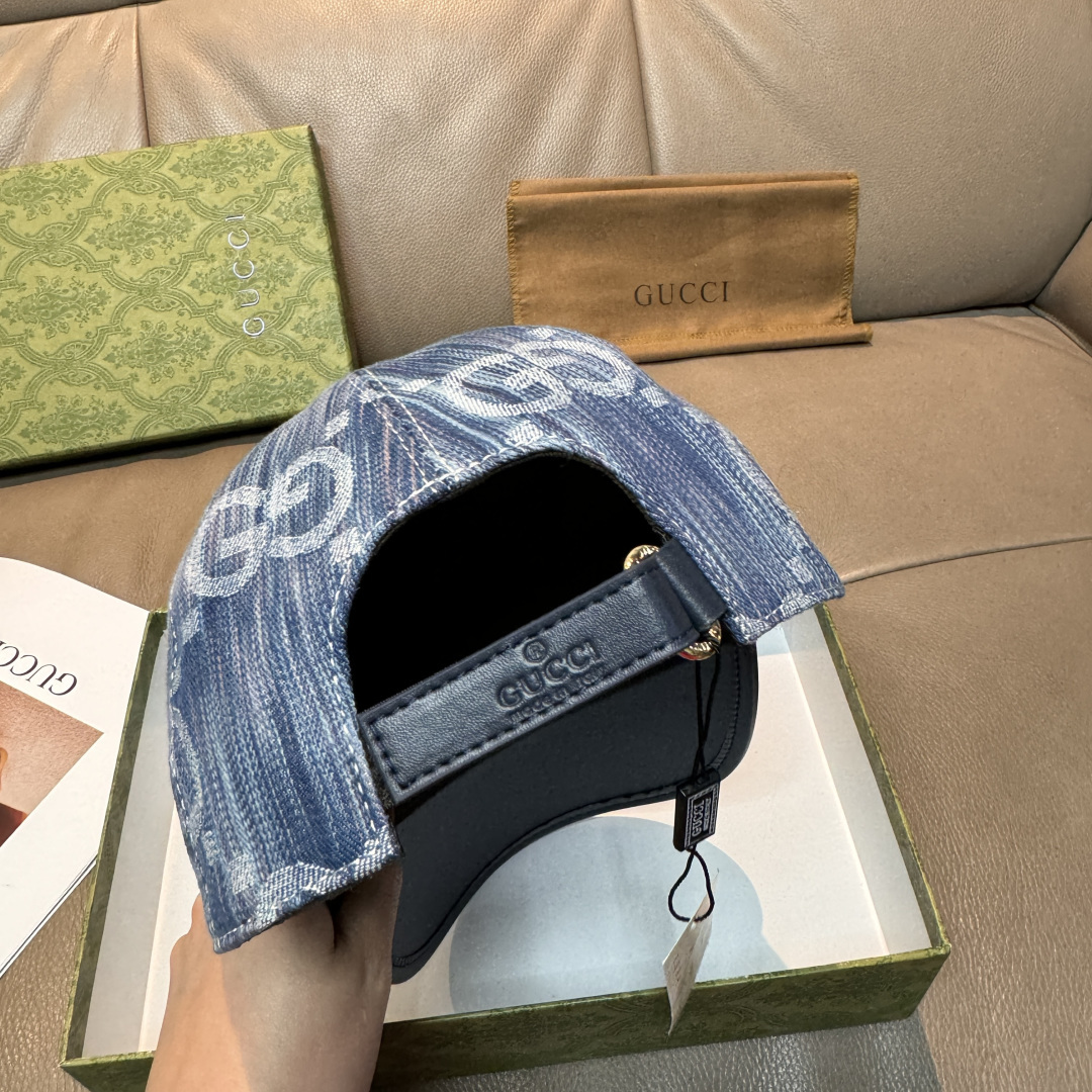 配盒子布袋，Gucci(古奇)新款原单棒球帽， 帆布拼皮，专柜热卖款，1:1开模订制，原版帆布料+头层牛