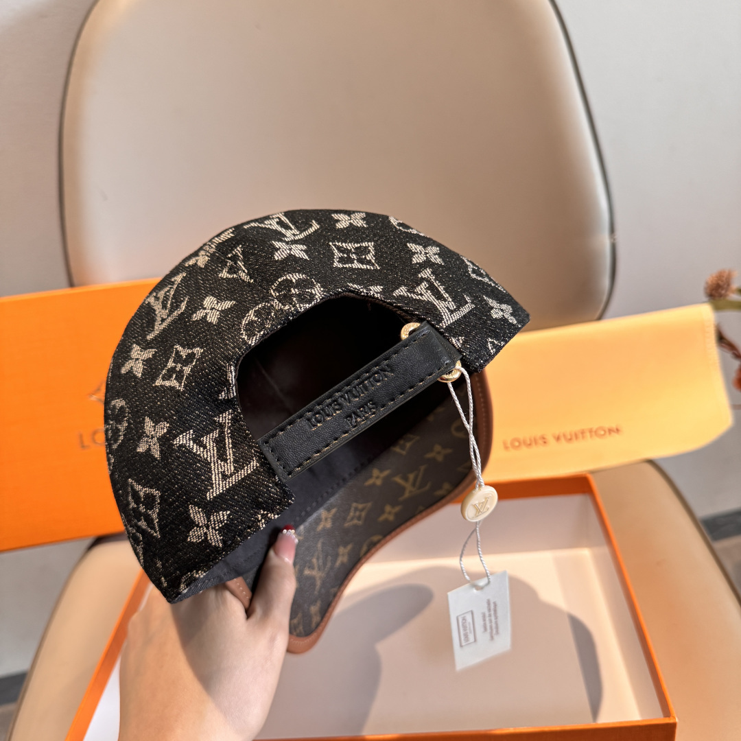 新款出货！配盒子布袋，LV(路易威登)新款原单棒球帽，老花拼接，1:1开模订制，原版纯棉布料+专柜老花布