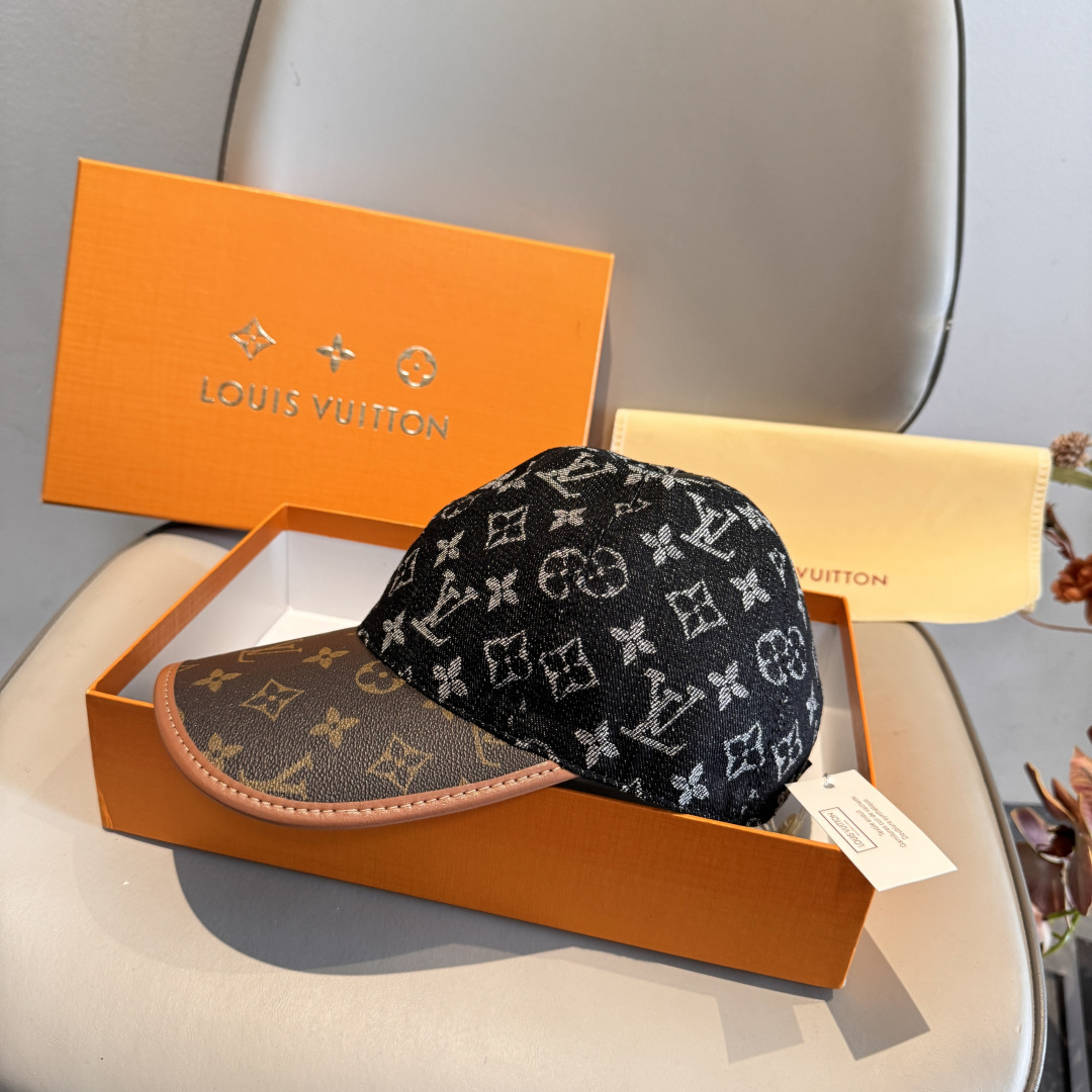 新款出货！配盒子布袋，LV(路易威登)新款原单棒球帽，老花拼接，1:1开模订制，原版纯棉布料+专柜老花布