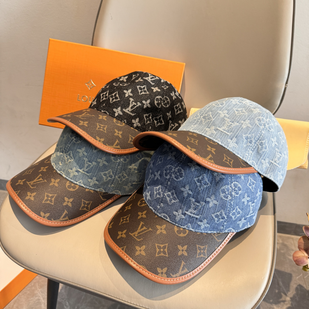 新款出货！配盒子布袋，LV(路易威登)新款原单棒球帽，老花拼接，1:1开模订制，原版纯棉布料+专柜老花布