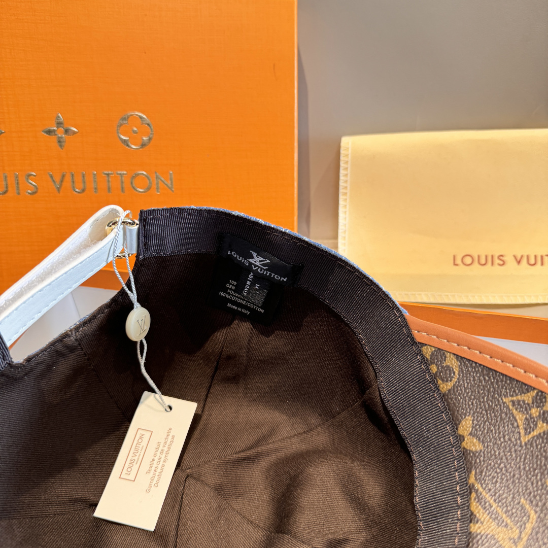 新款出货！配盒子布袋，LV(路易威登)新款原单棒球帽，老花拼接，1:1开模订制，原版纯棉布料+专柜老花布