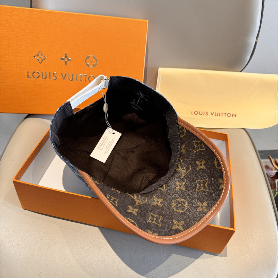 新款出货！配盒子布袋，LV(路易威登)新款原单棒球帽，老花拼接，1:1开模订制，原版纯棉布料+专柜老花布