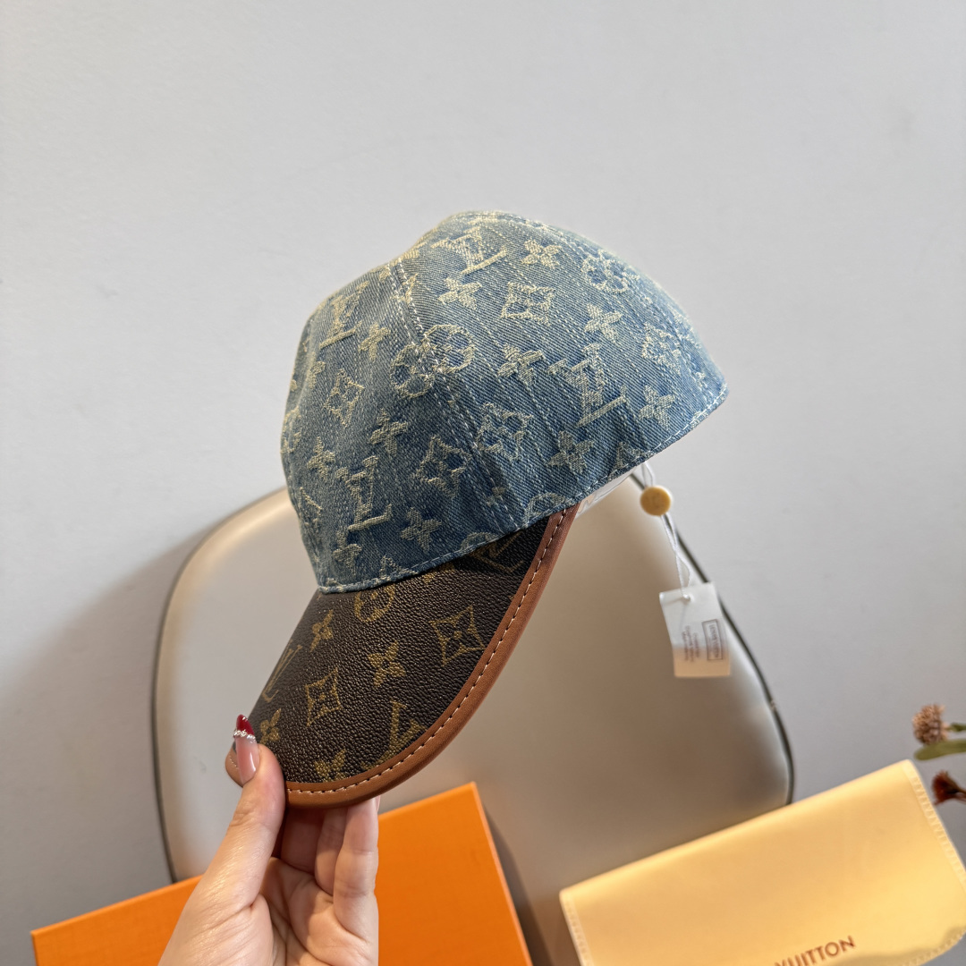新款出货！配盒子布袋，LV(路易威登)新款原单棒球帽，老花拼接，1:1开模订制，原版纯棉布料+专柜老花布