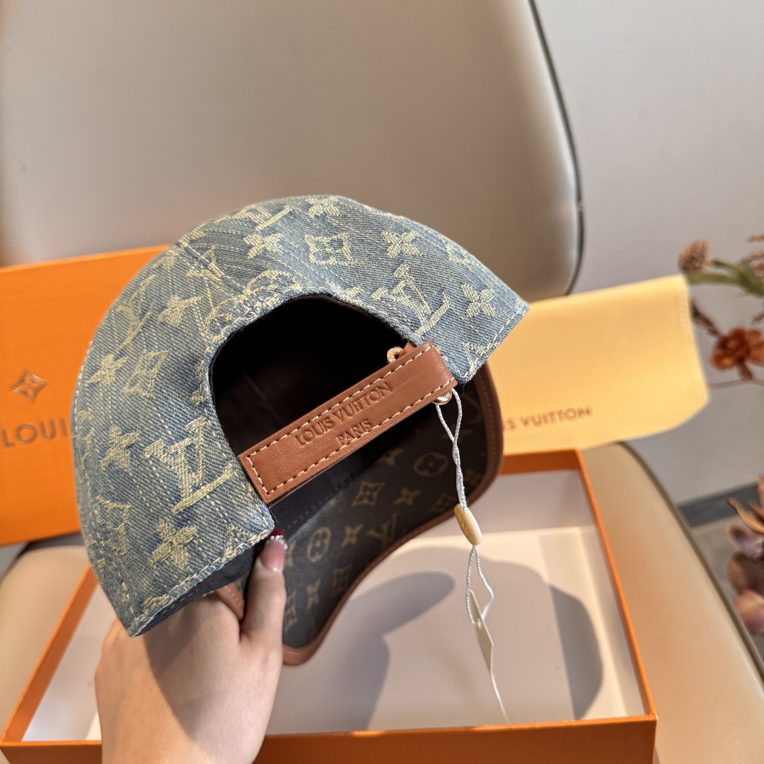 新款出货！配盒子布袋，LV(路易威登)新款原单棒球帽，老花拼接，1:1开模订制，原版纯棉布料+专柜老花布