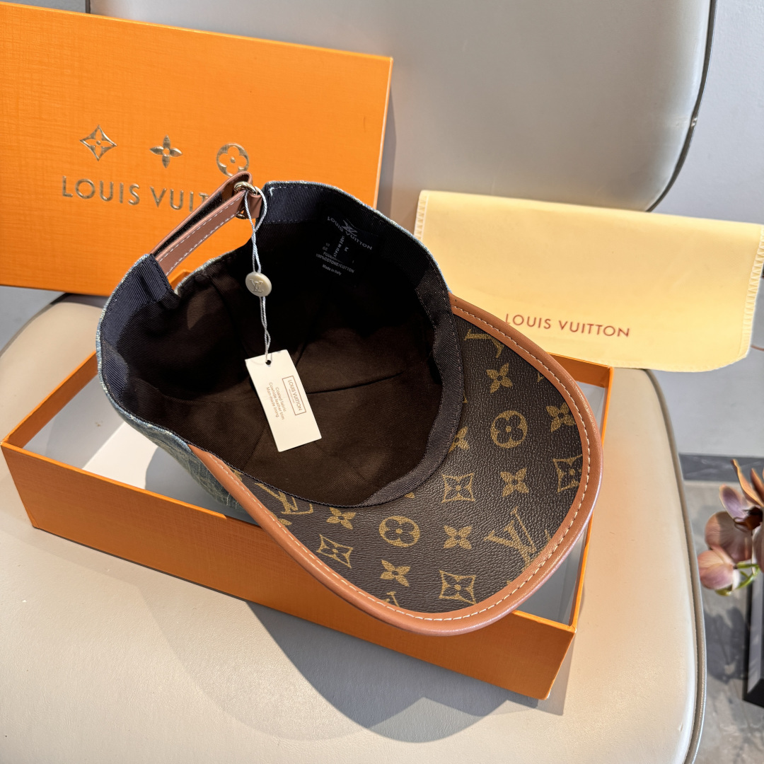 新款出货！配盒子布袋，LV(路易威登)新款原单棒球帽，老花拼接，1:1开模订制，原版纯棉布料+专柜老花布