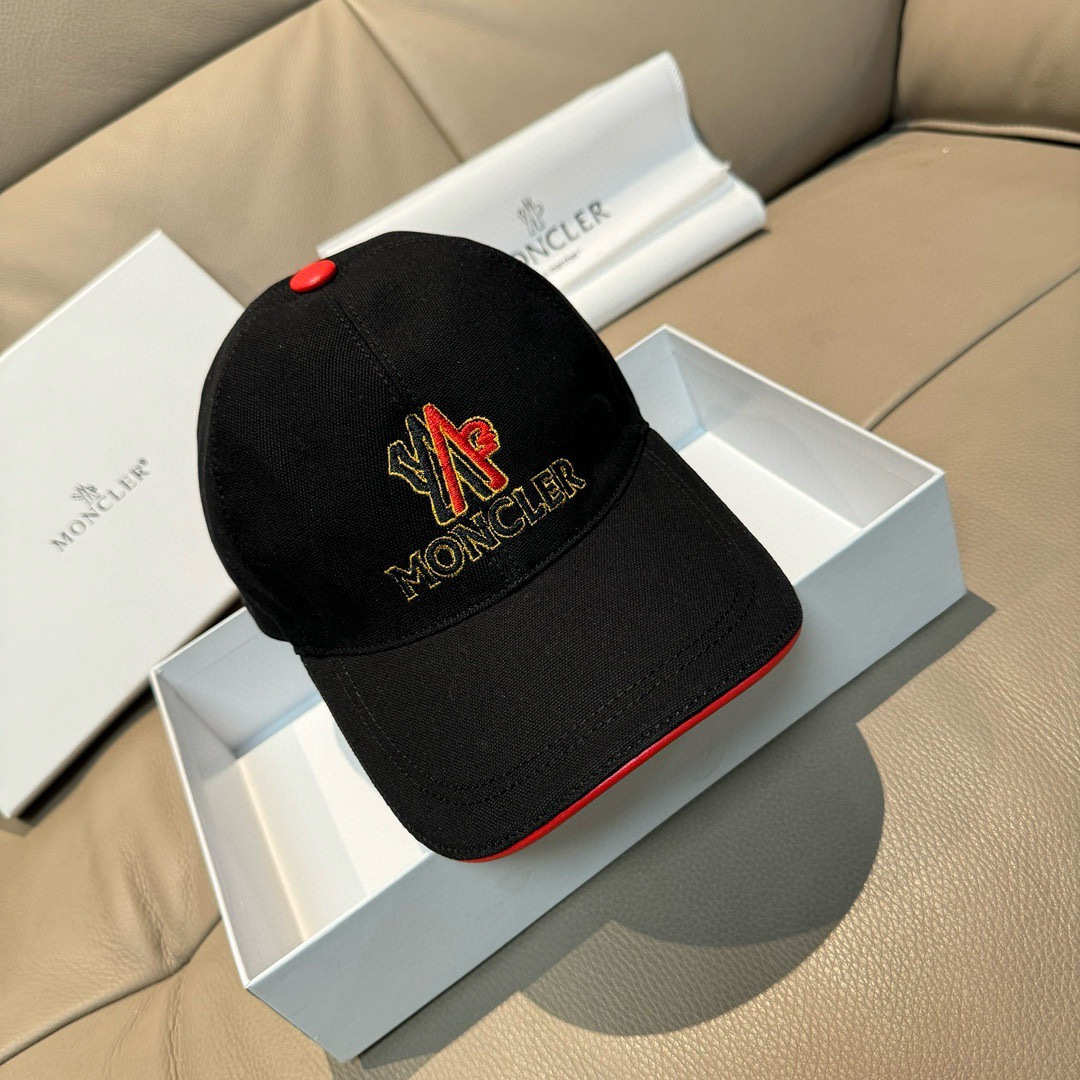 配包装布袋，Moncler蒙口新款原单棒球帽，专柜1:1开模订制，全新立体刺绣，原版帆布料+头层牛皮，纯