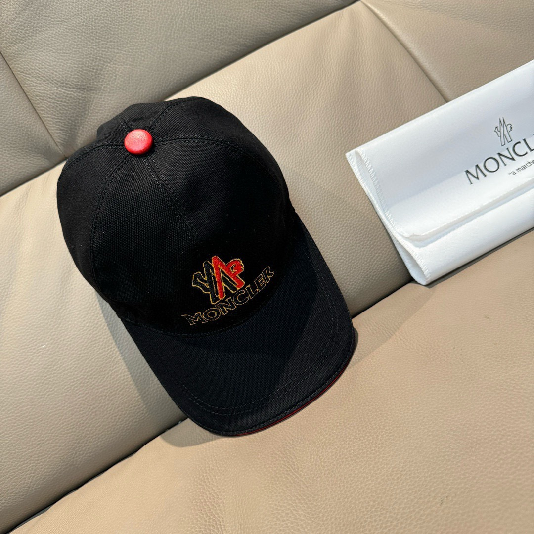 配包装布袋，Moncler蒙口新款原单棒球帽，专柜1:1开模订制，全新立体刺绣，原版帆布料+头层牛皮，纯