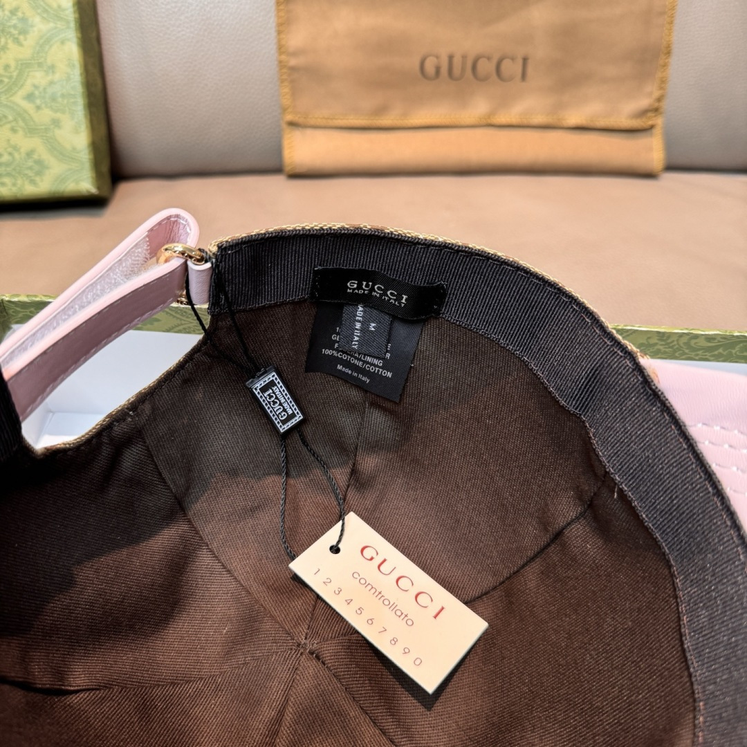 配盒子布袋，Gucci(古奇)新款原单棒球帽，小双G牛皮拼接，1:1开模订制，质量超赞！帽檐拼接牛皮，质