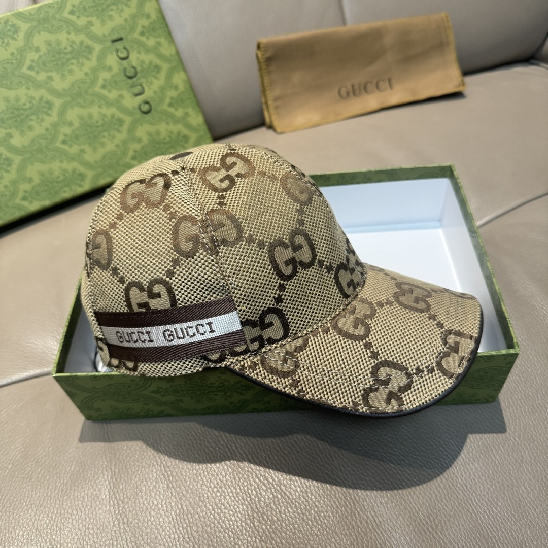 配包装布袋，Gucci古奇新款原单棒球帽， 大双G，专柜1:1开模订制，完美对花，原版帆布面料+头层牛皮