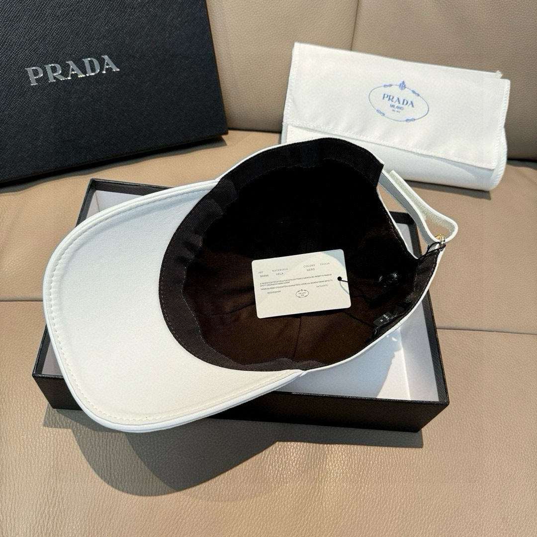 配盒子布袋，Prada(普拉达)新款原单棒球帽， 刺绣logo，专柜1:1开模订制，原版纯棉布料+头层牛