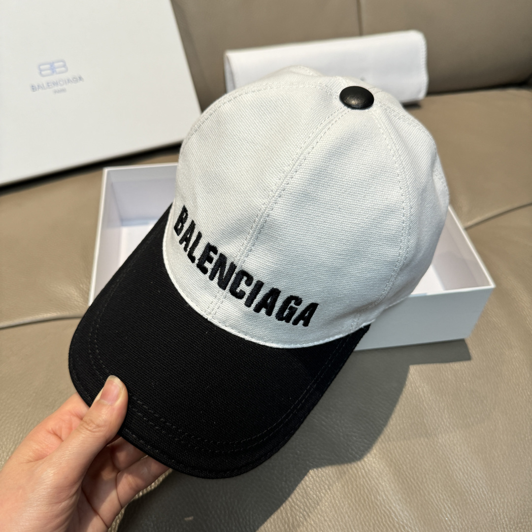 新款出货配盒子布袋，Balenciaga（巴黎世家）新款原单棒球帽，黑白拼色，1:1开模订制，全新立体刺
