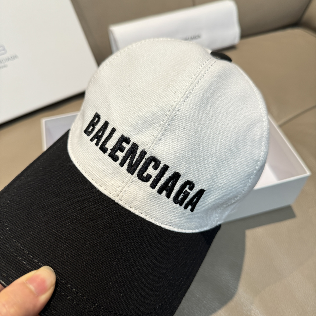 新款出货配盒子布袋，Balenciaga（巴黎世家）新款原单棒球帽，黑白拼色，1:1开模订制，全新立体刺