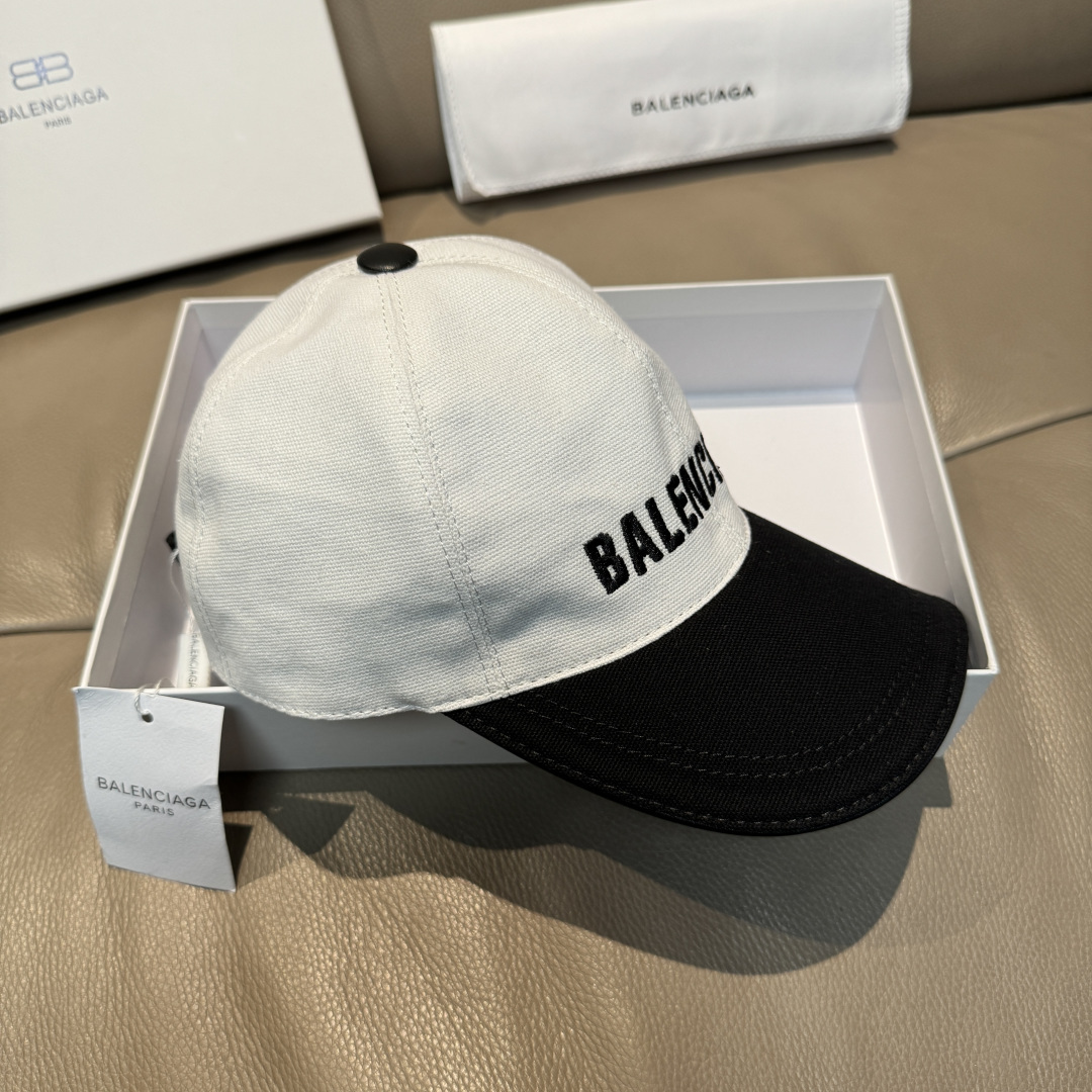新款出货配盒子布袋，Balenciaga（巴黎世家）新款原单棒球帽，黑白拼色，1:1开模订制，全新立体刺