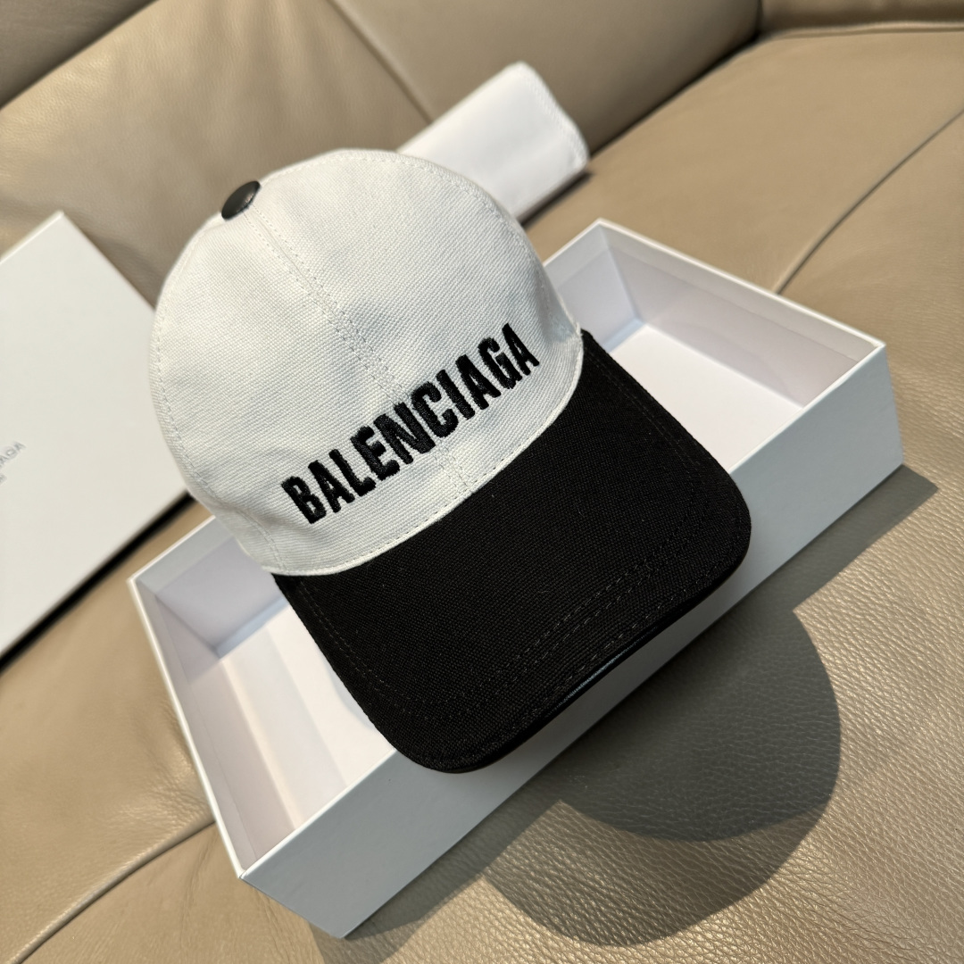 新款出货配盒子布袋，Balenciaga（巴黎世家）新款原单棒球帽，黑白拼色，1:1开模订制，全新立体刺