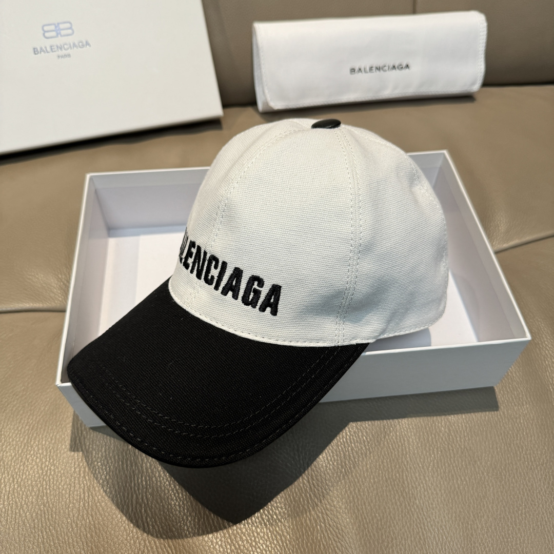 新款出货配盒子布袋，Balenciaga（巴黎世家）新款原单棒球帽，黑白拼色，1:1开模订制，全新立体刺