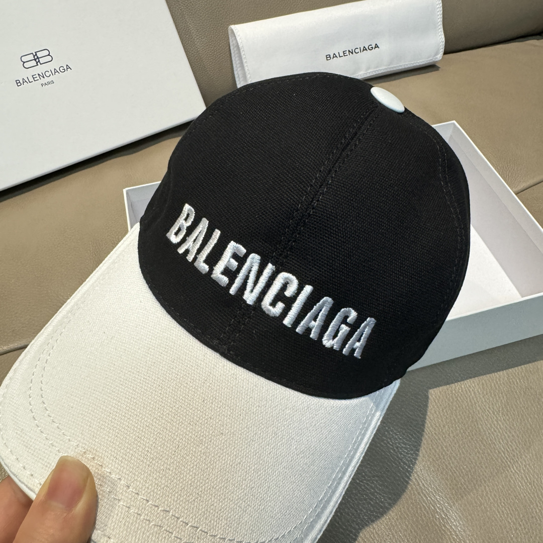 新款出货配盒子布袋，Balenciaga（巴黎世家）新款原单棒球帽，黑白拼色，1:1开模订制，全新立体刺