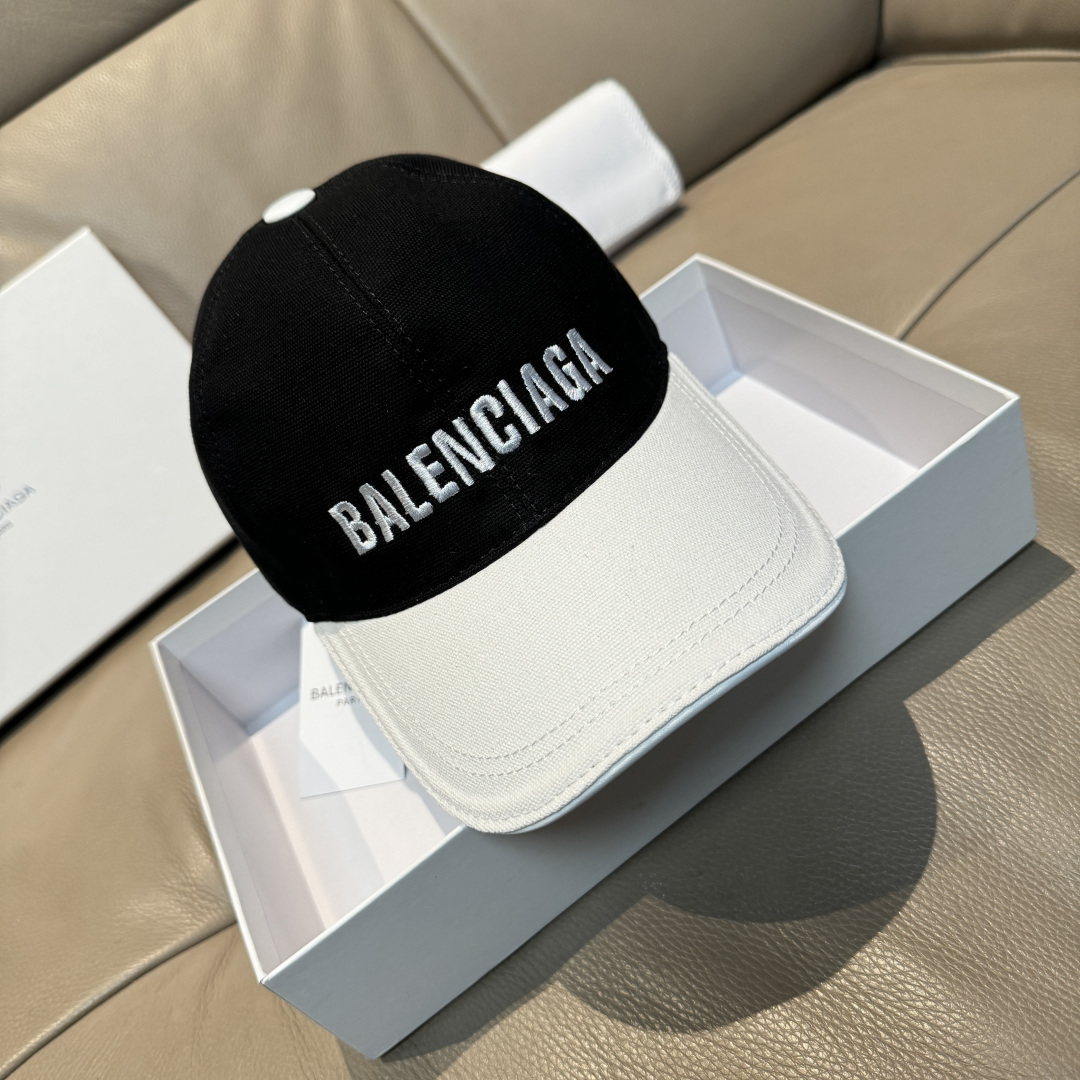 新款出货配盒子布袋，Balenciaga（巴黎世家）新款原单棒球帽，黑白拼色，1:1开模订制，全新立体刺