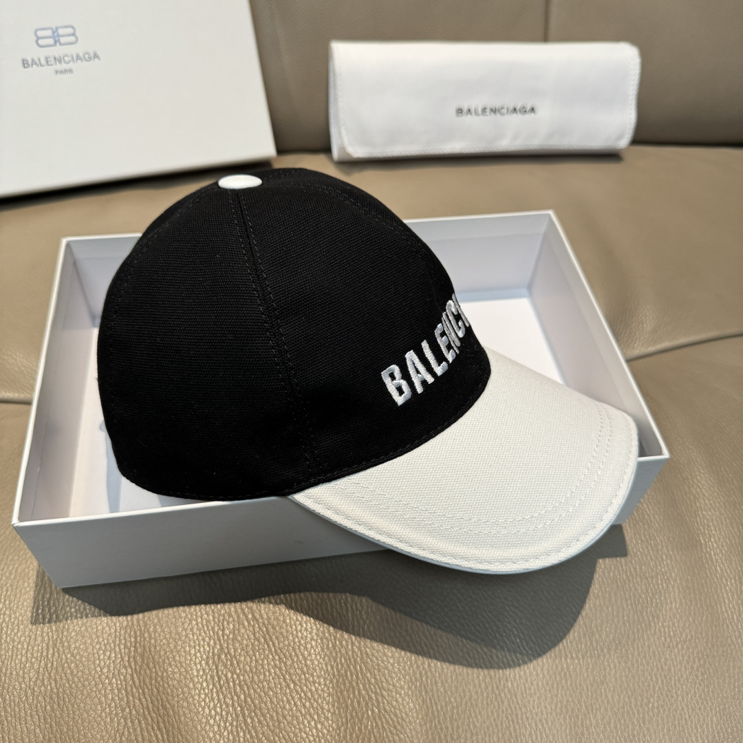 新款出货配盒子布袋，Balenciaga（巴黎世家）新款原单棒球帽，黑白拼色，1:1开模订制，全新立体刺