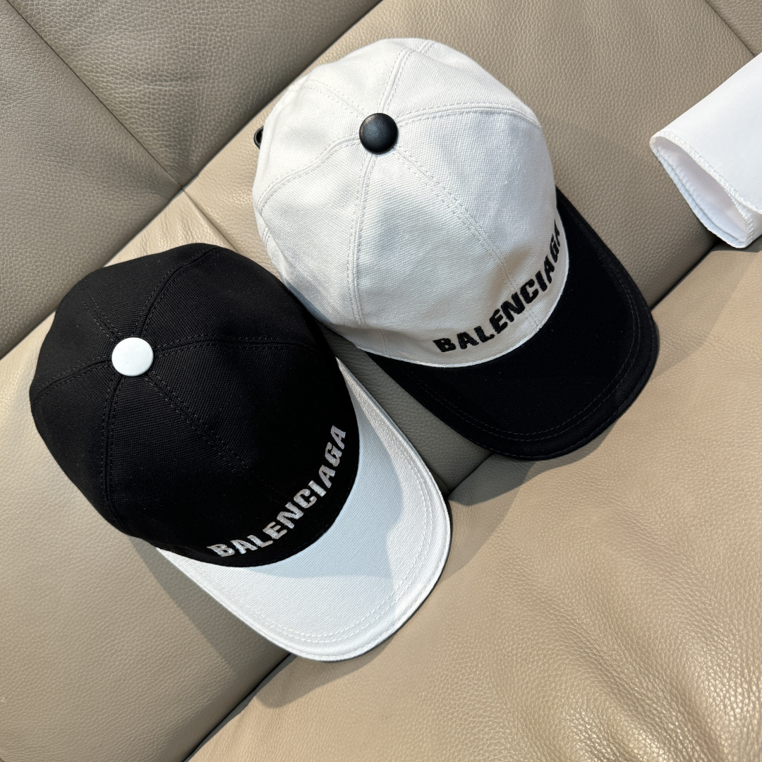 新款出货配盒子布袋，Balenciaga（巴黎世家）新款原单棒球帽，黑白拼色，1:1开模订制，全新立体刺