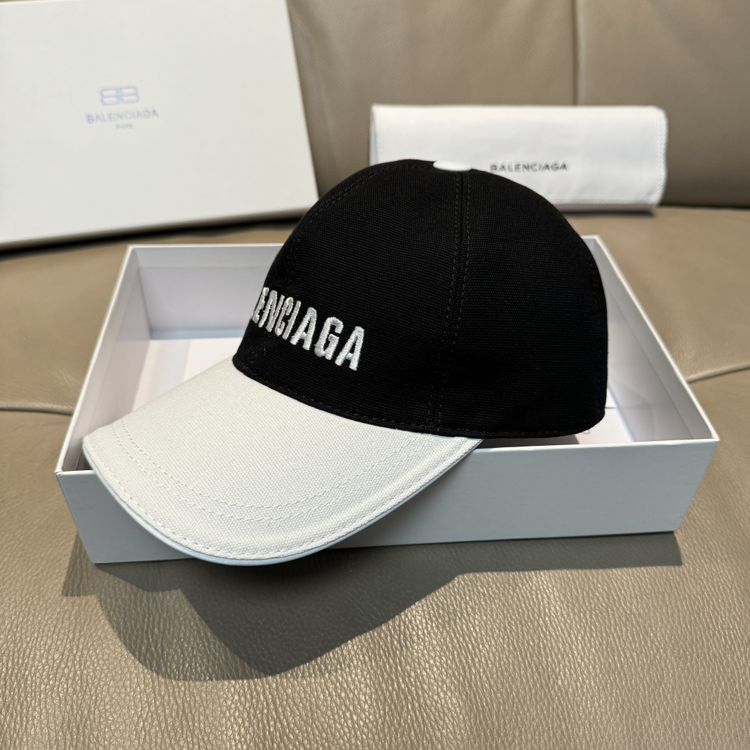 新款出货配盒子布袋，Balenciaga（巴黎世家）新款原单棒球帽，黑白拼色，1:1开模订制，全新立体刺
