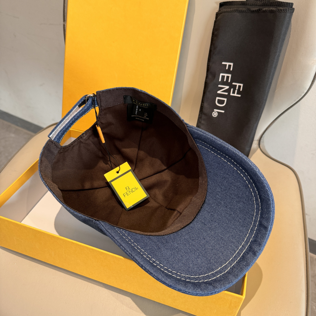 配盒子布袋，Fendi（芬迪）新款原单棒球帽， 双F大刺绣，专柜热卖款中，1:1开模订制，原厂进帆布料+