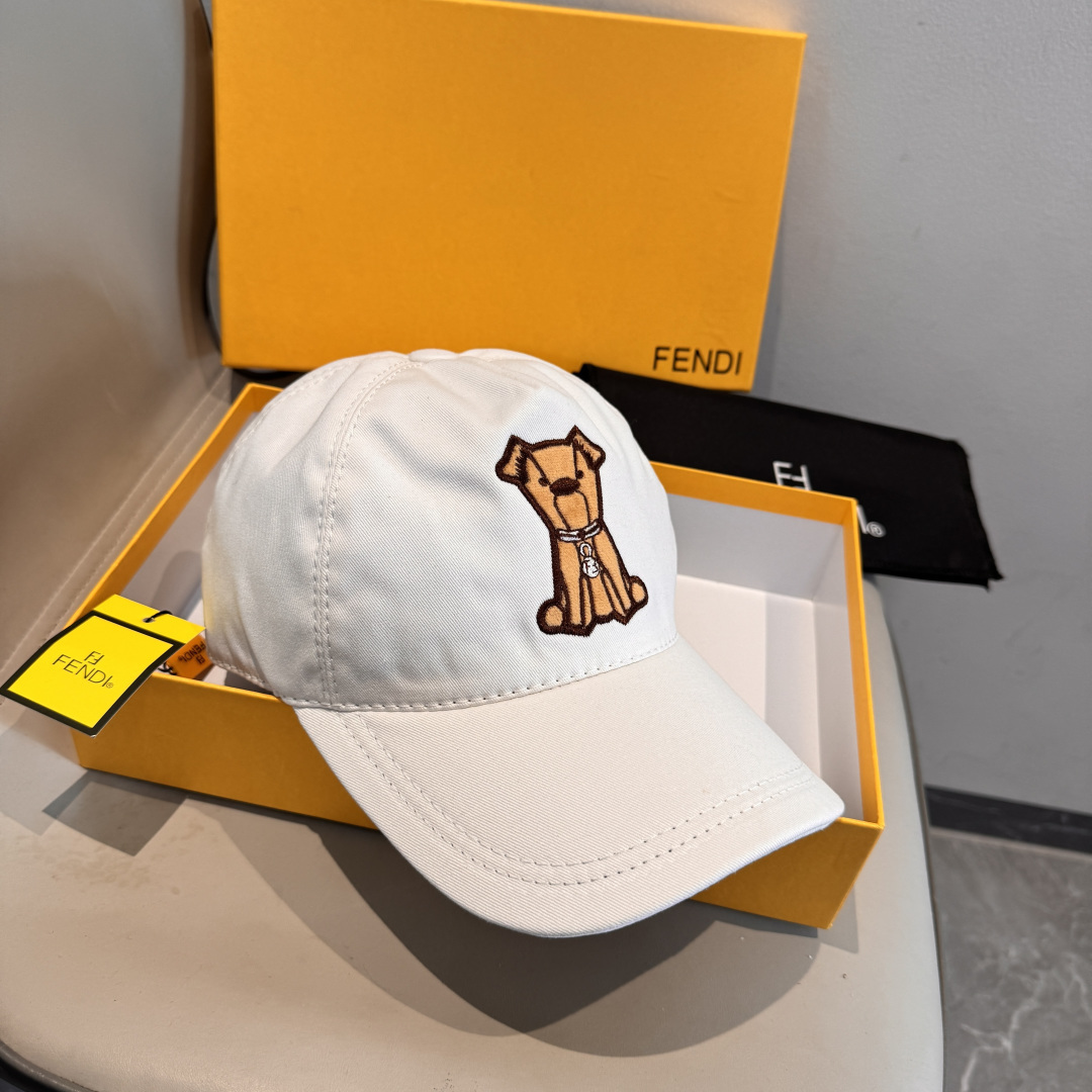 配盒子布袋，Fendi（芬迪）新款原单棒球帽， 双F狗狗刺绣，专柜热卖款中，1:1开模订制，原厂棉布料+