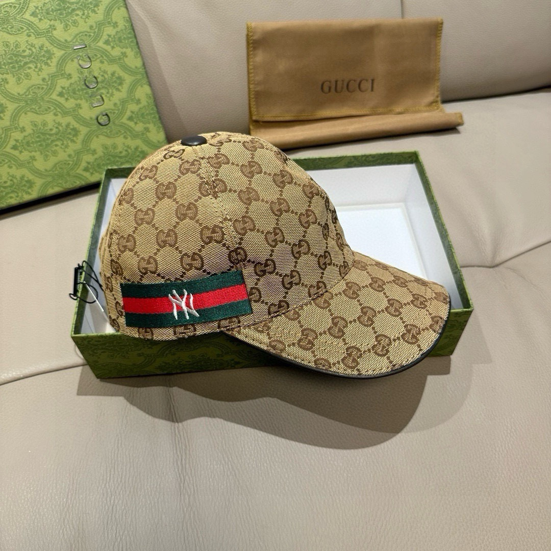 配盒子布袋，NY&Gucci(古奇)最新合作款，原单棒球帽，1:1开模订制，细节可媲美专柜，原版帆布料+