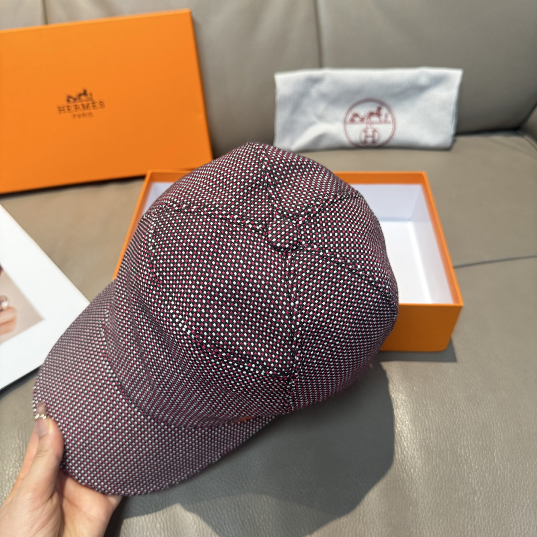 配盒子布袋，HERMÈS (爱马仕)原单棒球帽，经典H， 正品开模订制，原版透气帆布面料+头层牛皮，原厂