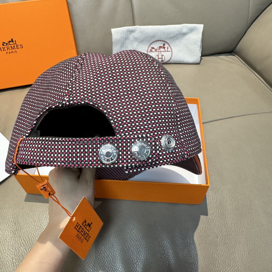 配盒子布袋，HERMÈS (爱马仕)原单棒球帽，经典H， 正品开模订制，原版透气帆布面料+头层牛皮，原厂