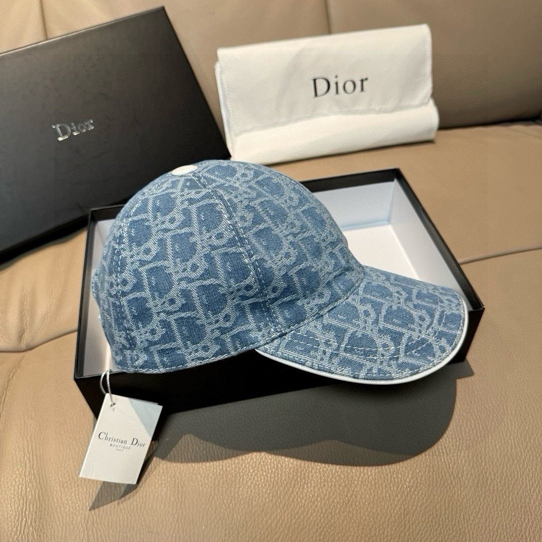 配盒子布袋，Dior(迪奥)新款原单棒球帽， Dior老花，复古韵味十足，专柜断货热门，1:1开模订制，