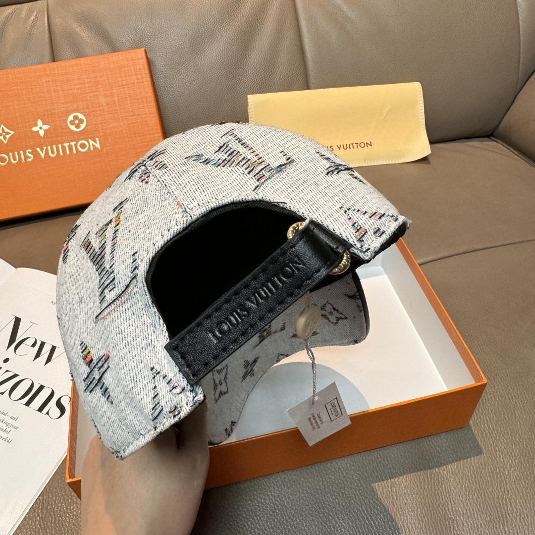 配盒子布袋，LV(路易威登)新款原单棒球帽，大logo提花，1:1开模订制，原版牛仔布料，做工细致完美，