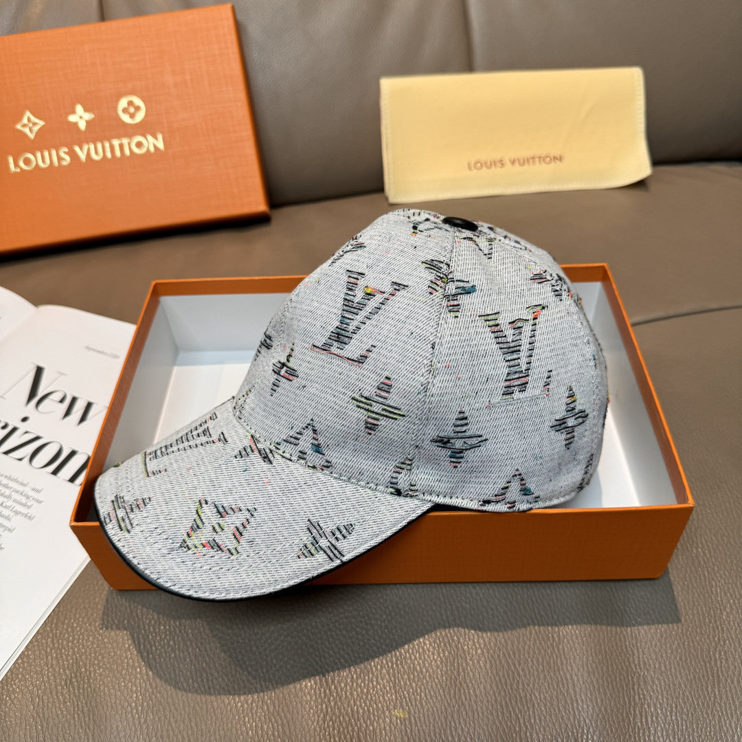 配盒子布袋，LV(路易威登)新款原单棒球帽，大logo提花，1:1开模订制，原版牛仔布料，做工细致完美，