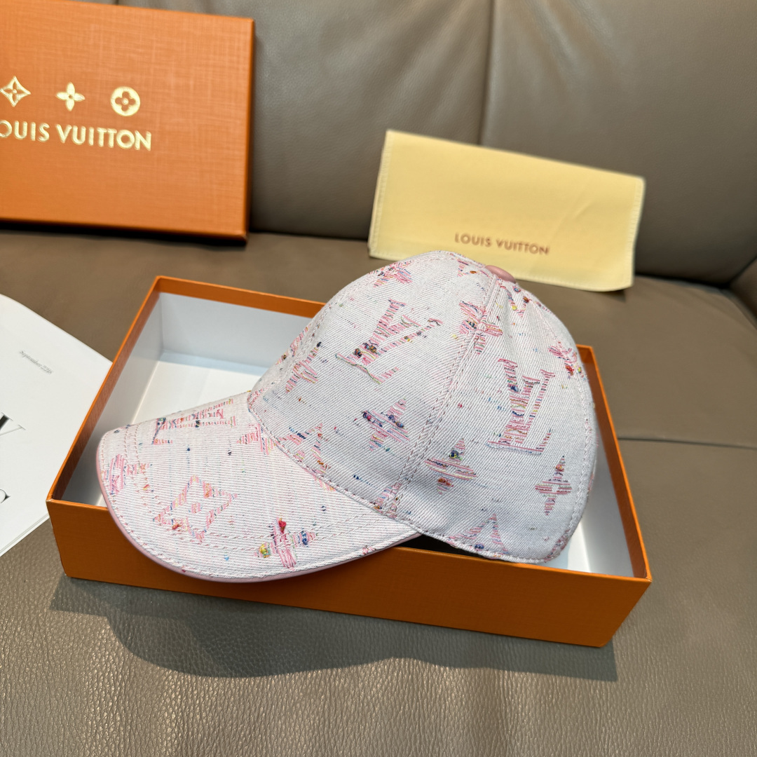 配盒子布袋，LV(路易威登)新款原单棒球帽，大logo提花，1:1开模订制，原版牛仔布料，做工细致完美，