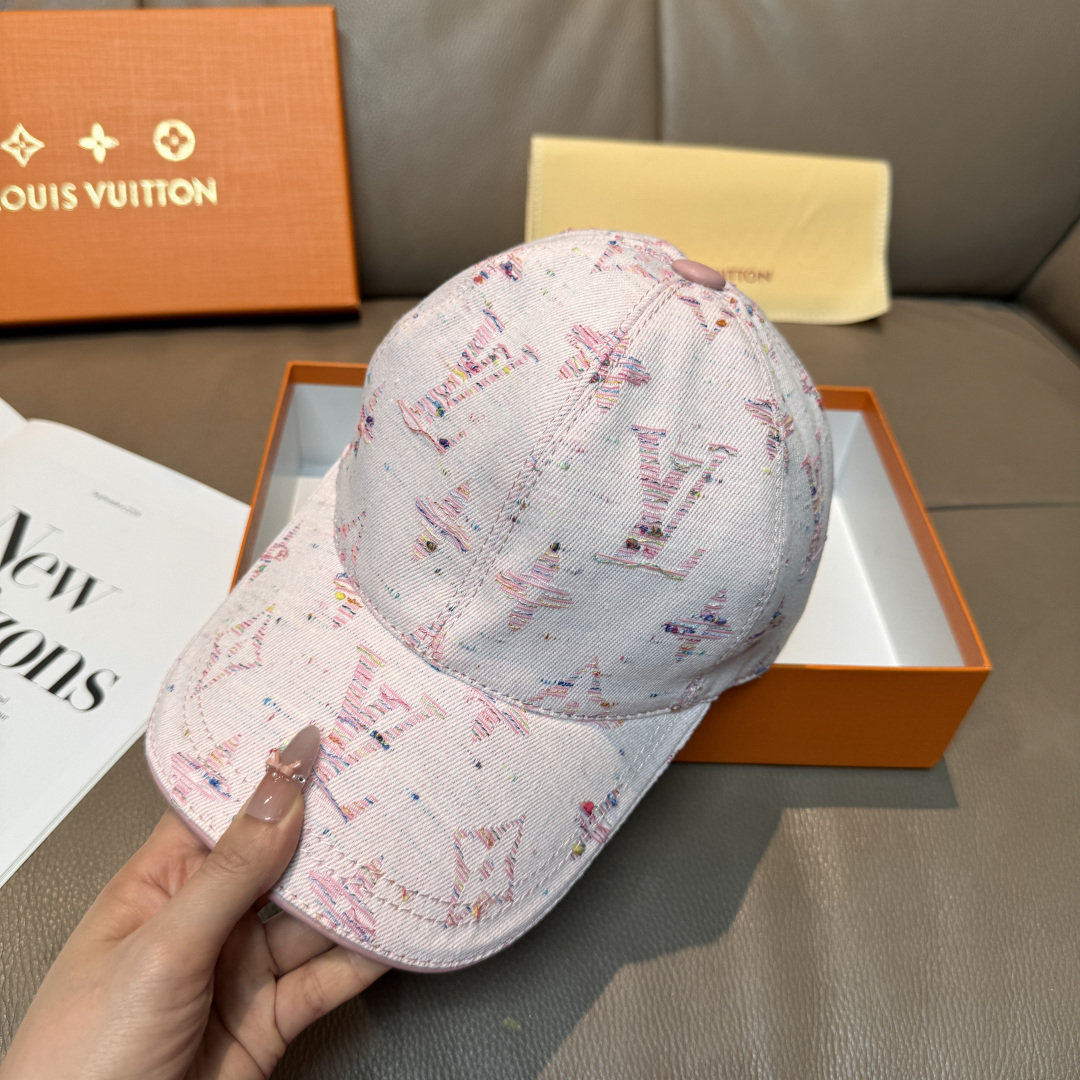 配盒子布袋，LV(路易威登)新款原单棒球帽，大logo提花，1:1开模订制，原版牛仔布料，做工细致完美，