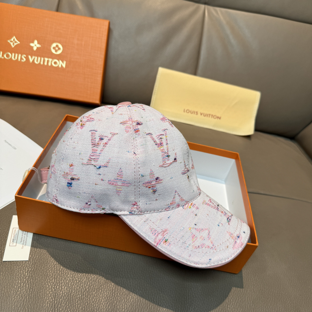 配盒子布袋，LV(路易威登)新款原单棒球帽，大logo提花，1:1开模订制，原版牛仔布料，做工细致完美，