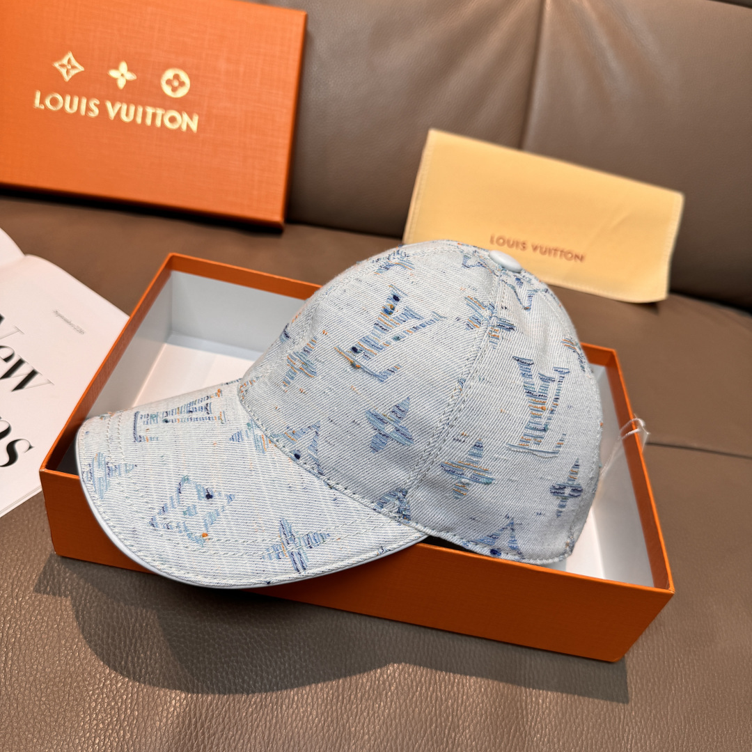 配盒子布袋，LV(路易威登)新款原单棒球帽，大logo提花，1:1开模订制，原版牛仔布料，做工细致完美，