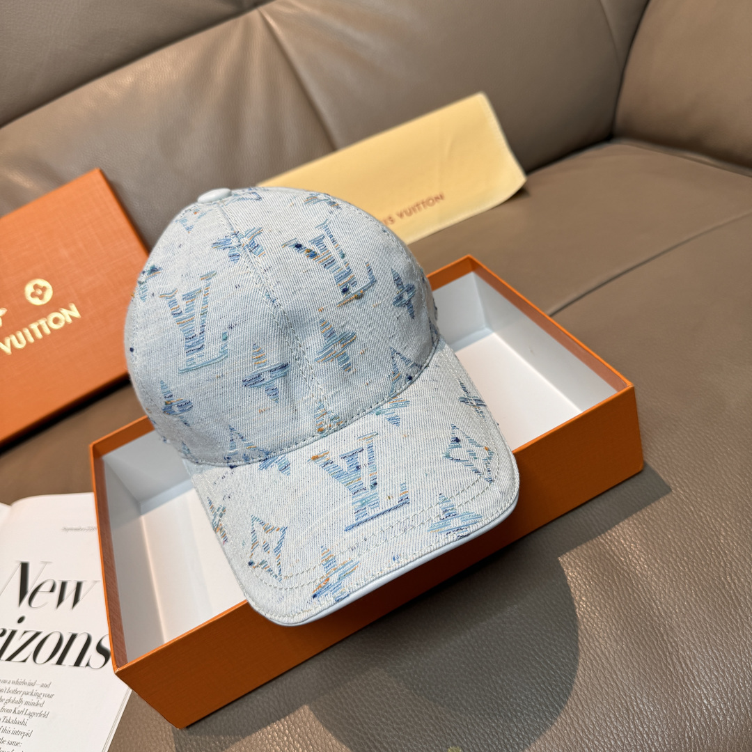配盒子布袋，LV(路易威登)新款原单棒球帽，大logo提花，1:1开模订制，原版牛仔布料，做工细致完美，