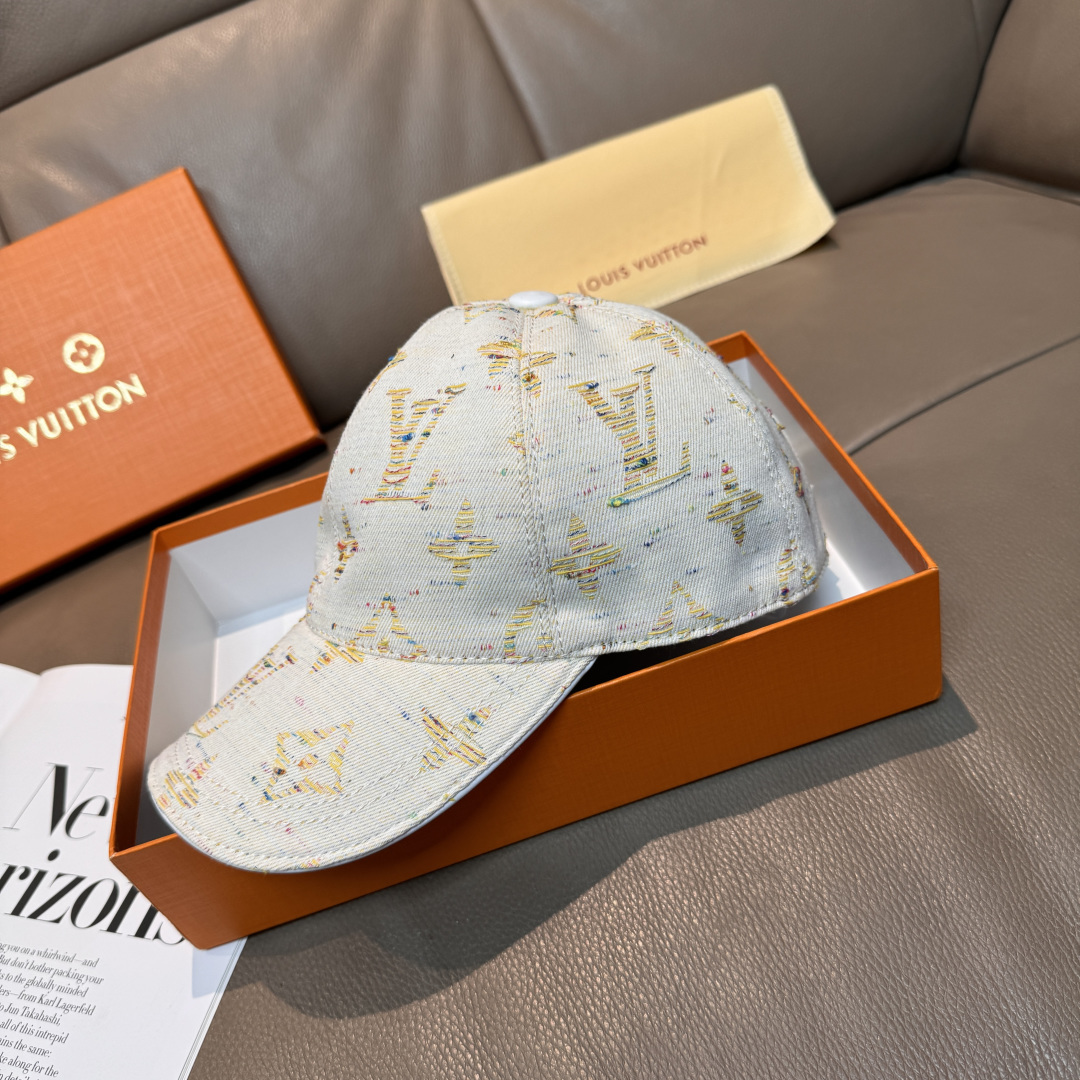 配盒子布袋，LV(路易威登)新款原单棒球帽，大logo提花，1:1开模订制，原版牛仔布料，做工细致完美，