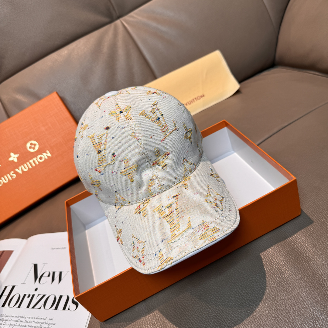 配盒子布袋，LV(路易威登)新款原单棒球帽，大logo提花，1:1开模订制，原版牛仔布料，做工细致完美，