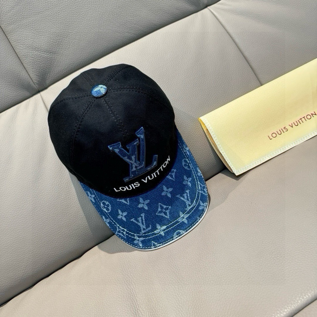新款出货！配盒子布袋，LV(路易威登)新款原单棒球帽，老花拼接，1:1开模订制，原版纯棉布料+专柜老花布