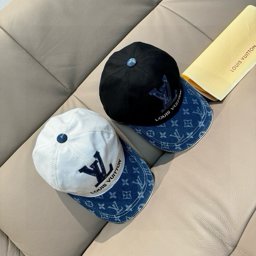 新款出货！配盒子布袋，LV(路易威登)新款原单棒球帽，老花拼接，1:1开模订制，原版纯棉布料+专柜老花布