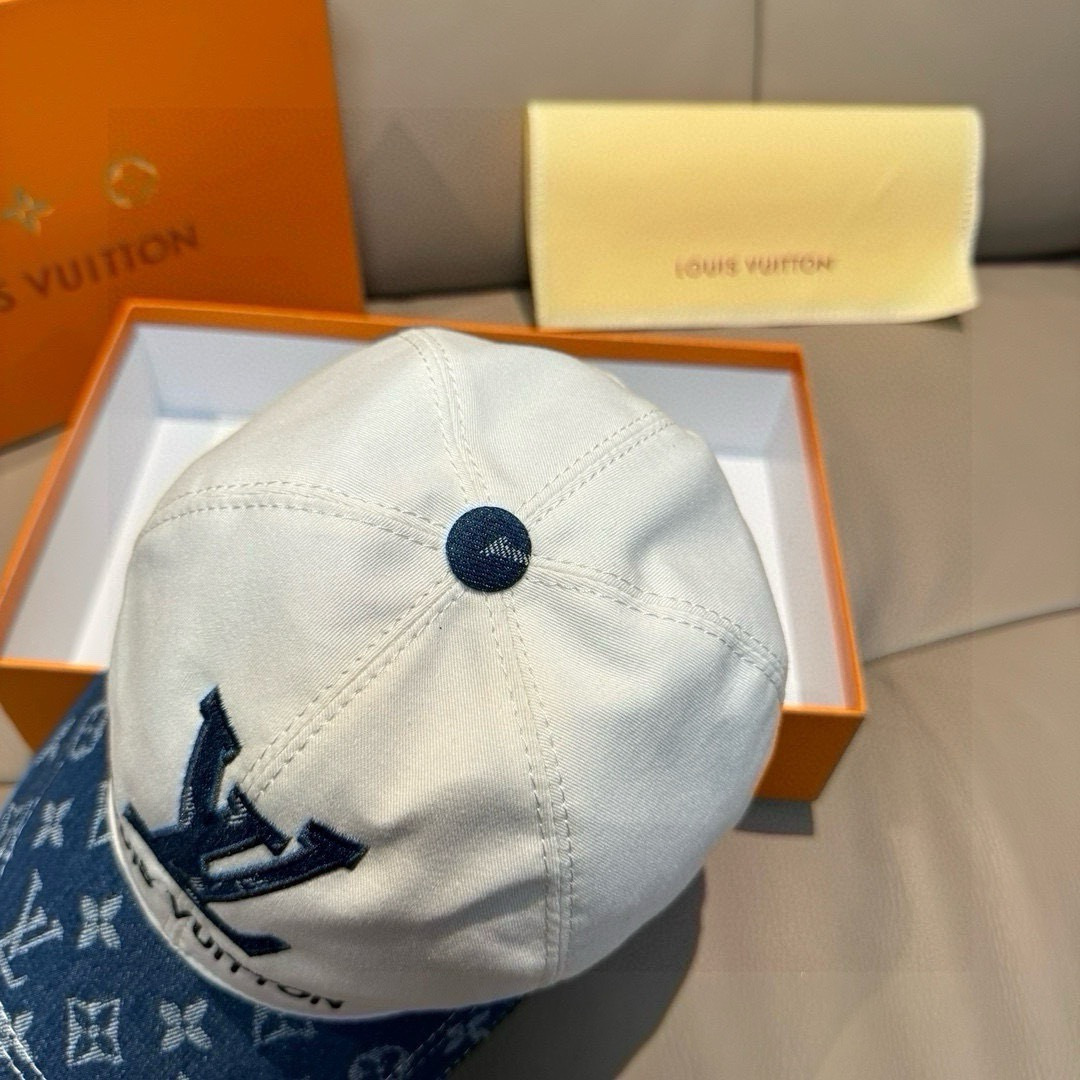 新款出货！配盒子布袋，LV(路易威登)新款原单棒球帽，老花拼接，1:1开模订制，原版纯棉布料+专柜老花布