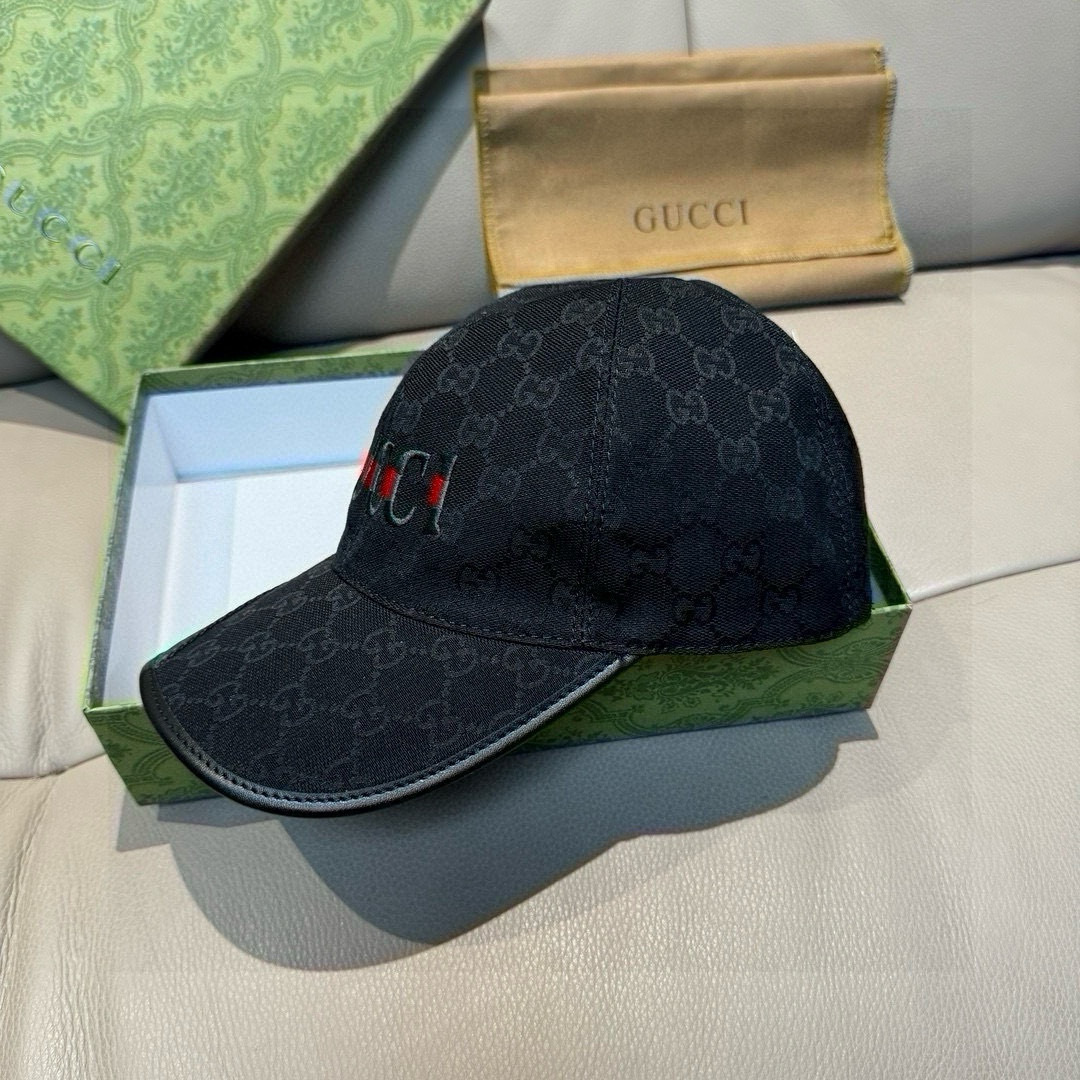 配盒子布袋，Gucci(古奇)新款原单棒球帽，双G织带。1:1开模订制，重工刺绣，细节可媲美专柜，原版帆