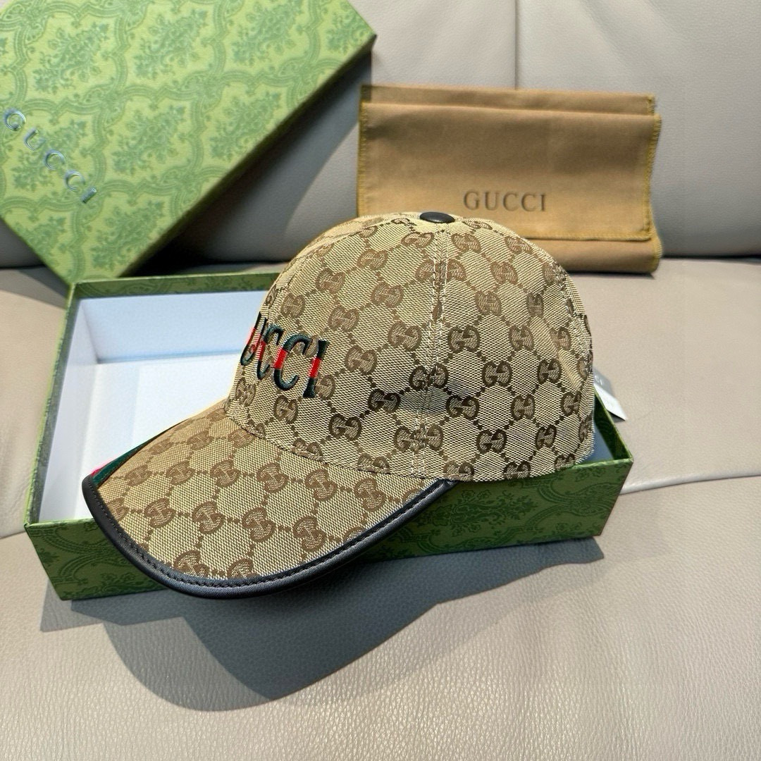 配盒子布袋，Gucci(古奇)新款原单棒球帽，双G织带。1:1开模订制，重工刺绣，细节可媲美专柜，原版帆
