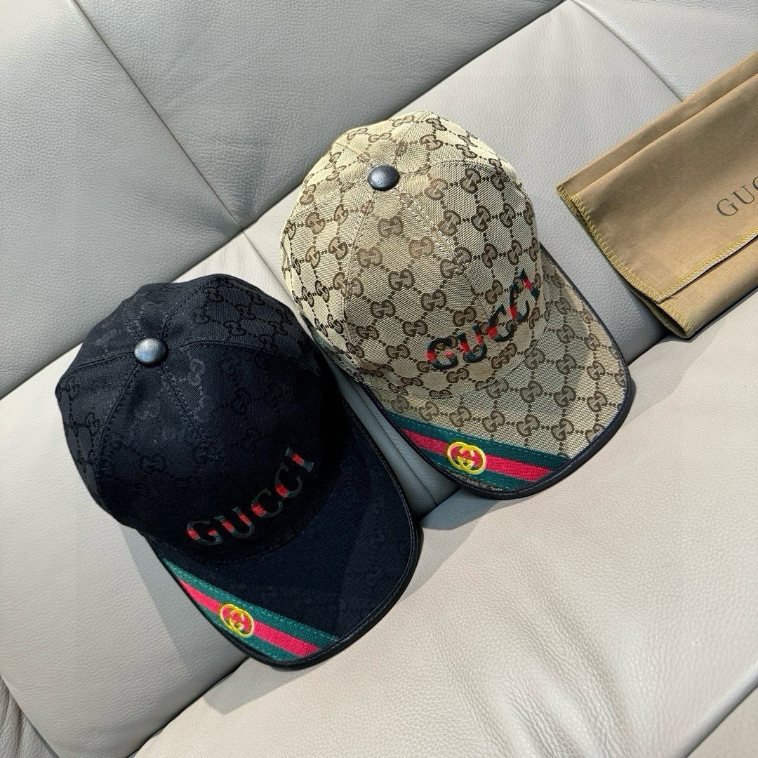 配盒子布袋，Gucci(古奇)新款原单棒球帽，双G织带。1:1开模订制，重工刺绣，细节可媲美专柜，原版帆