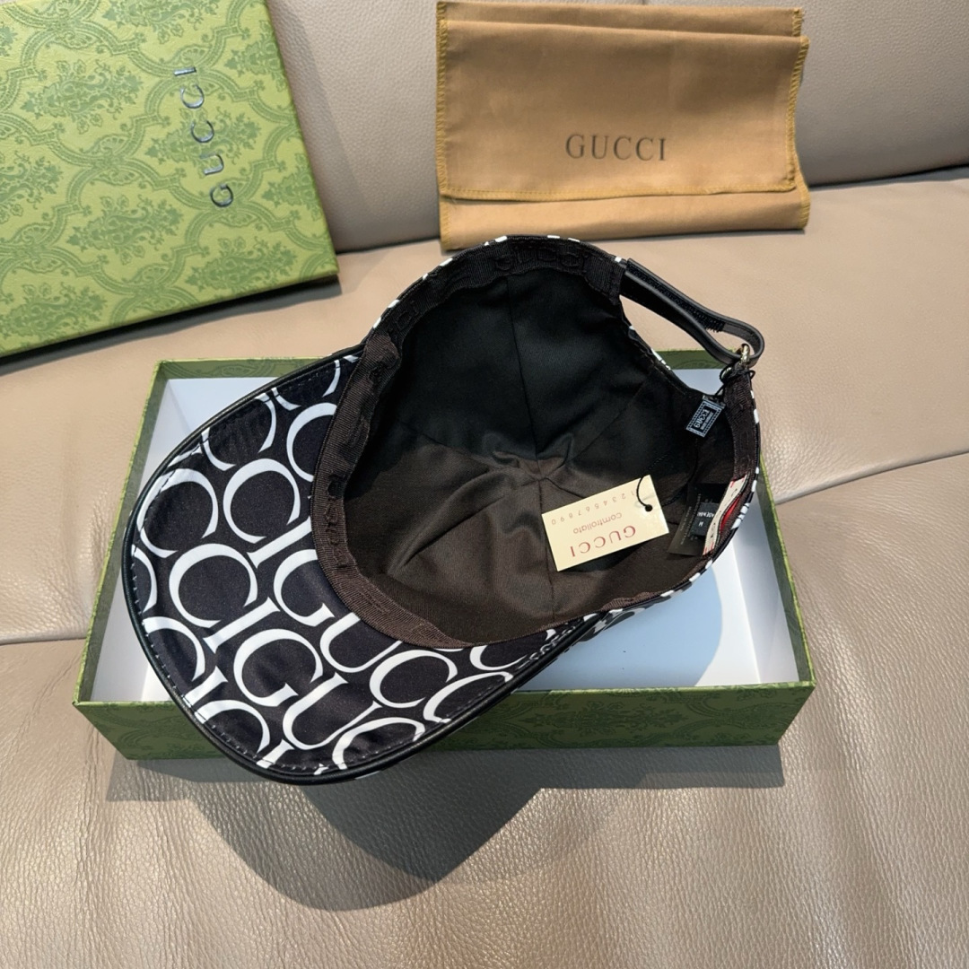 配盒子布袋，Gucci(古奇)新款原单棒球帽， GUCCI丝印，专柜1:1开模订制，原版帆布料+头层牛皮